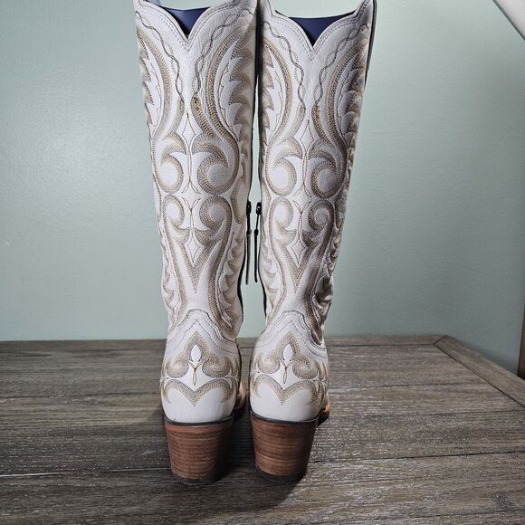Durango Womens Crush Embroidered Leather Western Boots White Brown Size 9M - Picture 6 of 16